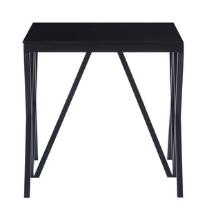 Homeroots 21" Black Glass And Metal Square End Table   485875