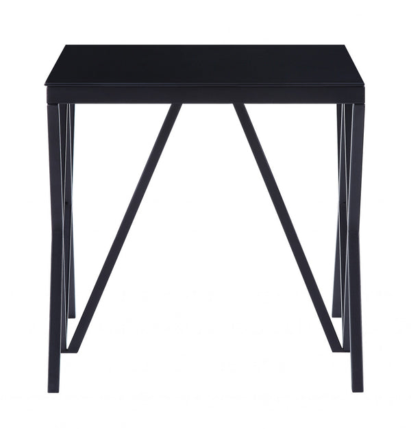 Homeroots 21" Black Glass And Metal Square End Table   485875