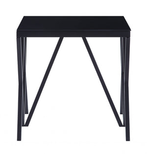 Homeroots 21" Black Glass And Metal Square End Table   485875