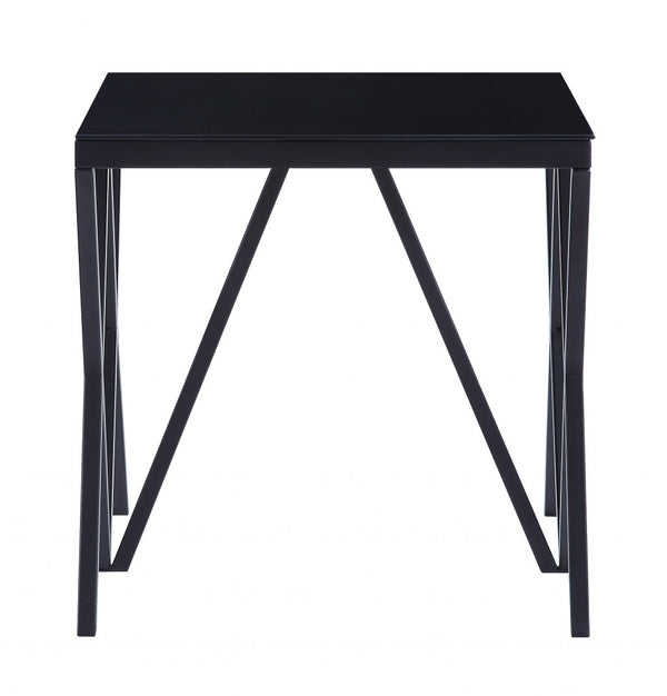 Homeroots 21" Black Glass And Metal Square End Table   485875