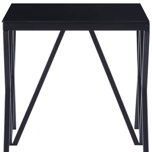 Homeroots 21" Black Glass And Metal Square End Table   485875