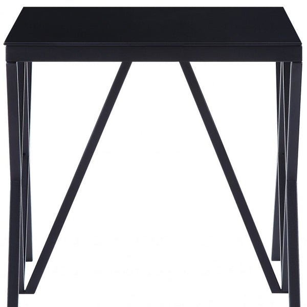 Homeroots 21" Black Glass And Metal Square End Table   485875