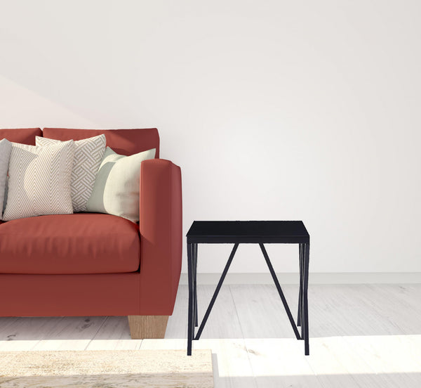 Homeroots 21" Black Glass And Metal Square End Table   485875