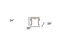 HomeRoots 24" Vintage Bone White Square End Table - Chic Solid Wood & Polyresin Accent for Modern Spaces 485876