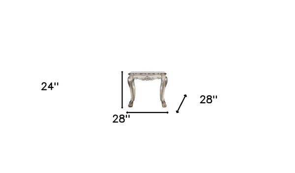 HomeRoots 24" Vintage Bone White Square End Table - Chic Solid Wood & Polyresin Accent for Modern Spaces 485876
