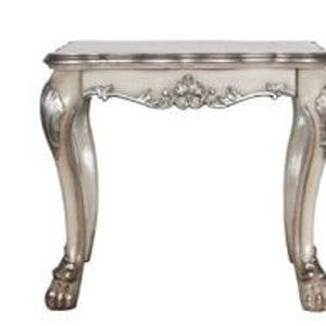 HomeRoots 24" Vintage Bone White Square End Table - Chic Solid Wood & Polyresin Accent for Modern Spaces 485876
