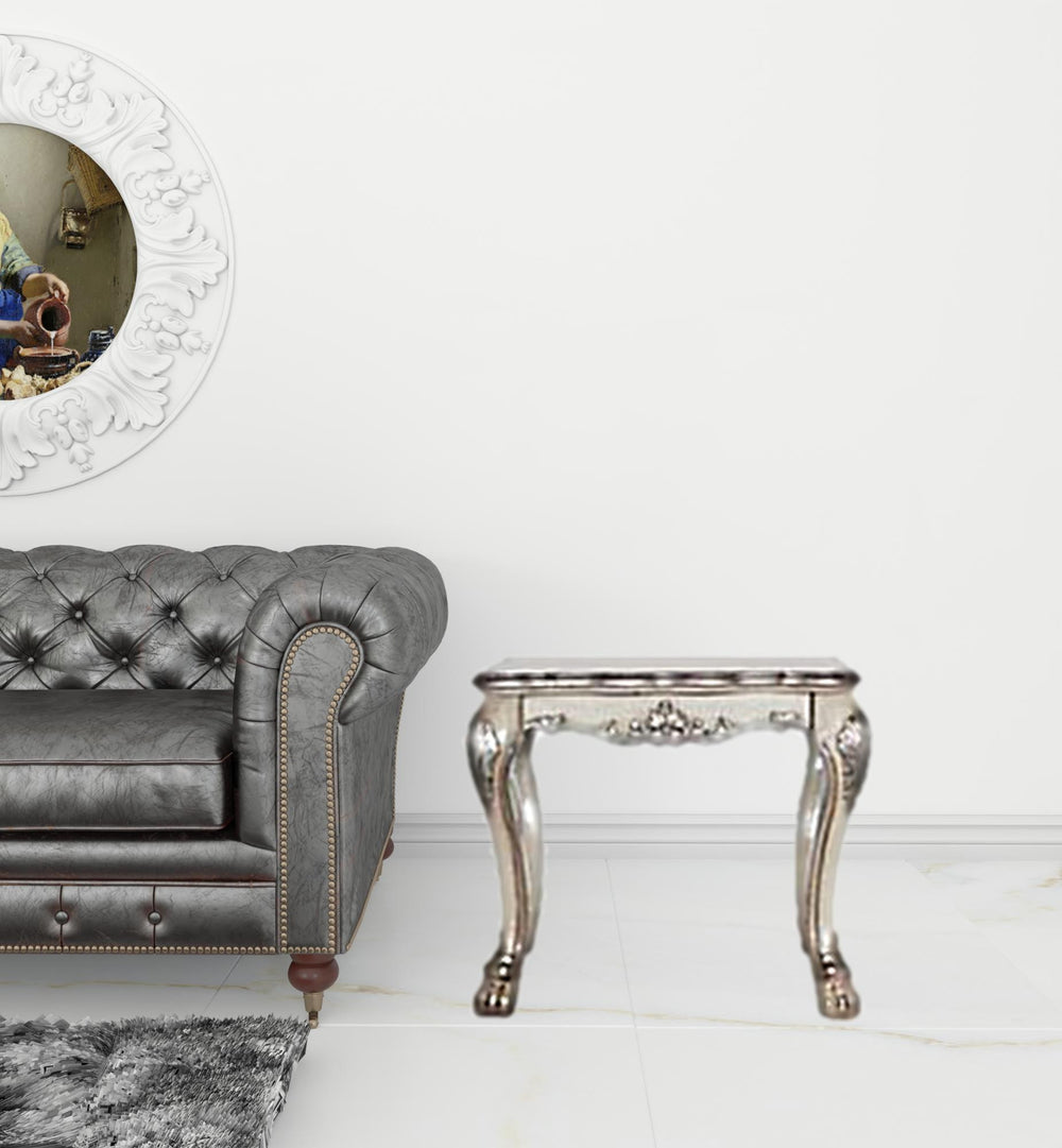 Homeroots 24" Vintage Bone White Solid Wood And Polyresin Square End Table   485876