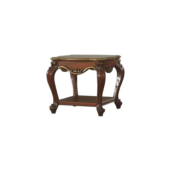 HomeRoots 24" Elegant Honey Oak Solid Wood Square End Table with Shelf – Versatile, Durable, and Stylish Design 485877