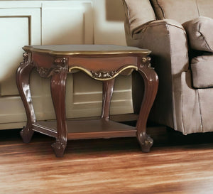 HomeRoots 24" Elegant Honey Oak Solid Wood Square End Table with Shelf – Versatile, Durable, and Stylish Design 485877