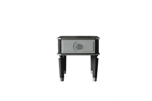 HomeRoots 24" Modern Two-Tone Charcoal and Light Gray Square End Table with Pull-Out Drawer for Small Spaces 485878