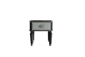 HomeRoots 24" Modern Two-Tone Charcoal and Light Gray Square End Table with Pull-Out Drawer for Small Spaces 485878
