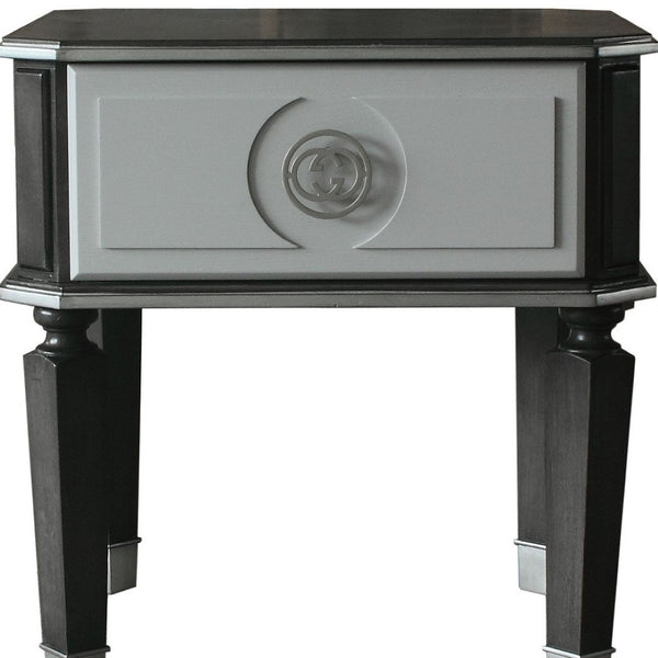 HomeRoots 24" Modern Two-Tone Charcoal and Light Gray Square End Table with Pull-Out Drawer for Small Spaces 485878
