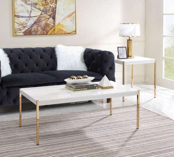 HomeRoots 24" Gold and White Square End Table - Sleek Modern Accent for Living Rooms, Bedrooms & More! 485880