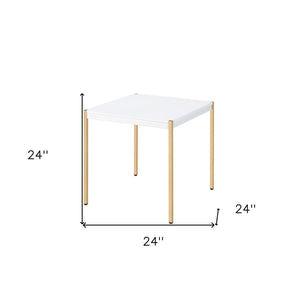 HomeRoots 24" Gold and White Square End Table - Sleek Modern Accent for Living Rooms, Bedrooms & More! 485880