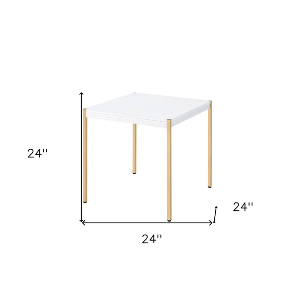 HomeRoots 24" Gold and White Square End Table - Sleek Modern Accent for Living Rooms, Bedrooms & More! 485880