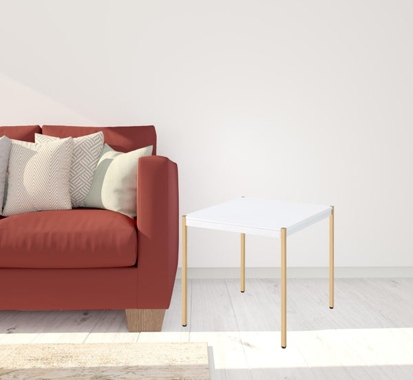 HomeRoots 24" Gold and White Square End Table - Sleek Modern Accent for Living Rooms, Bedrooms & More! 485880
