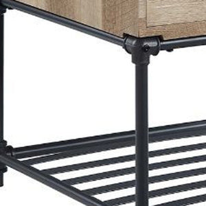 HomeRoots 22" Sandy Black and Oak Square End Table with Drawer & Shelf - Stylish & Versatile Accent for Any Room 485882