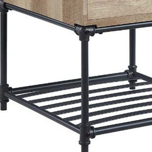 HomeRoots 22" Sandy Black and Oak Square End Table with Drawer & Shelf - Stylish & Versatile Accent for Any Room 485882