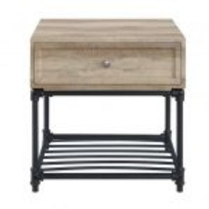 HomeRoots 22" Sandy Black and Oak Square End Table with Drawer & Shelf - Stylish & Versatile Accent for Any Room 485882