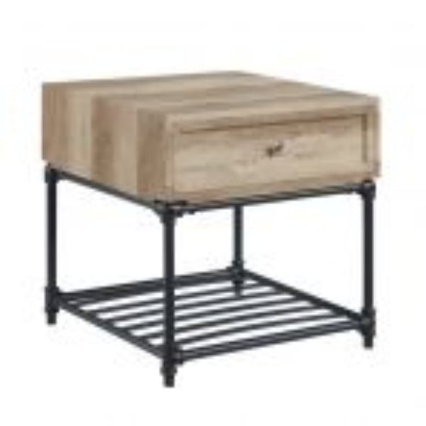 HomeRoots 22" Sandy Black and Oak Square End Table with Drawer & Shelf - Stylish & Versatile Accent for Any Room 485882