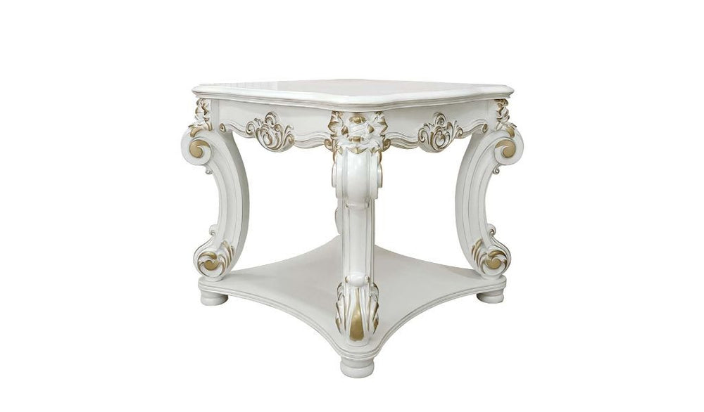 Homeroots 26" Antique Pearl Manufactured Wood Square End Table   485889