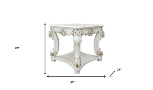 Homeroots 26" Antique Pearl Manufactured Wood Square End Table   485889