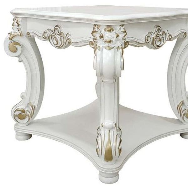 Homeroots 26" Antique Pearl Manufactured Wood Square End Table   485889