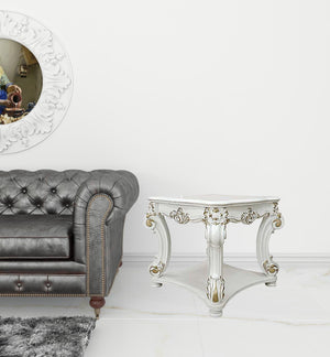 Homeroots 26" Antique Pearl Manufactured Wood Square End Table   485889