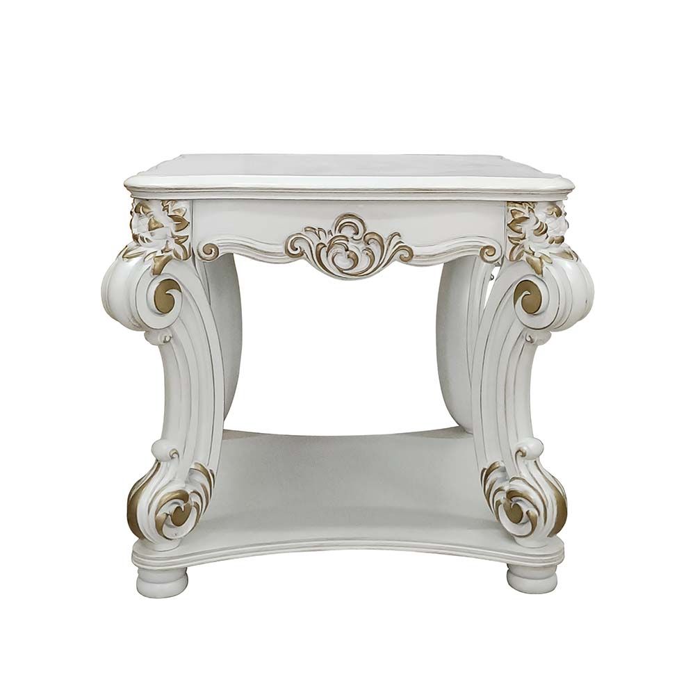 Homeroots 26" Antique Pearl Manufactured Wood Square End Table   485889