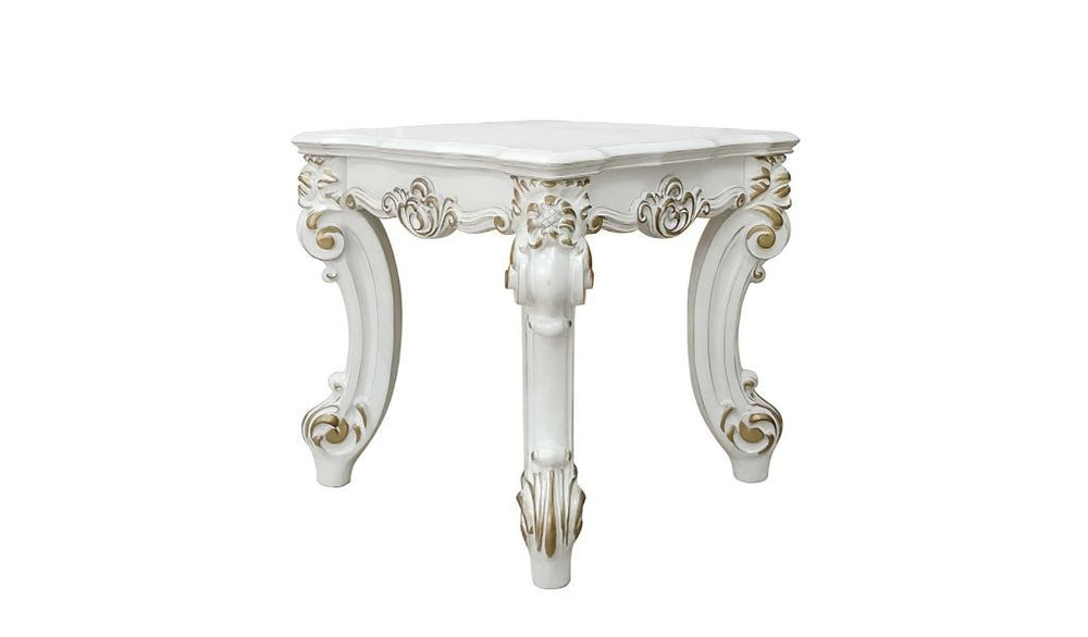 Homeroots 26" Antique Pearl Manufactured Wood Square End Table   485890