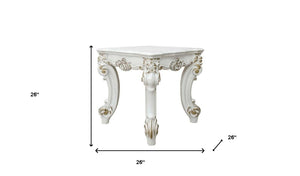 Homeroots 26" Antique Pearl Manufactured Wood Square End Table   485890