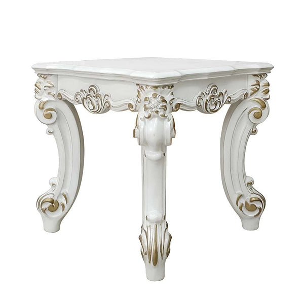Homeroots 26" Antique Pearl Manufactured Wood Square End Table   485890