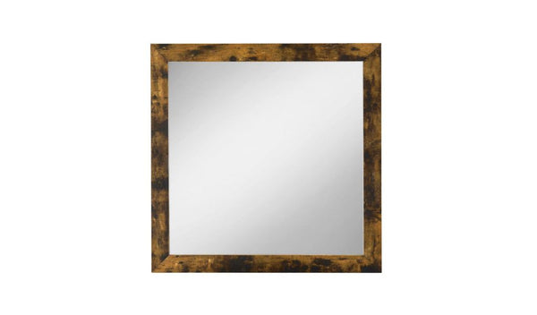 Homeroots 35" Brown And Black Square Wood Framed Mounted Dresser Mirror  Composite Wood,Metal,Veneer(Paper) 485892