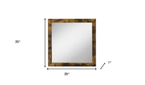 Homeroots 35" Brown And Black Square Wood Framed Mounted Dresser Mirror  Composite Wood,Metal,Veneer(Paper) 485892