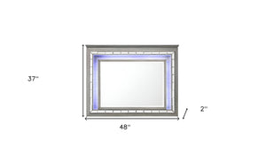 Homeroots 37" Light Gray Oak Lighted Dresser Mirror  Wood,Touch Led Light,Mirror,Composite Wood 485895
