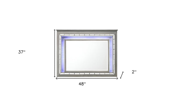Homeroots 37" Light Gray Oak Lighted Dresser Mirror  Wood,Touch Led Light,Mirror,Composite Wood 485895