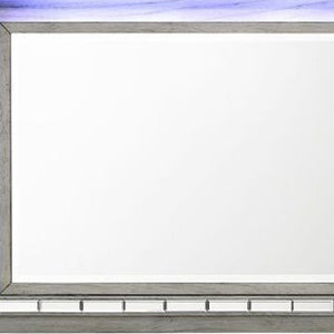 Homeroots 37" Light Gray Oak Lighted Dresser Mirror  Wood,Touch Led Light,Mirror,Composite Wood 485895