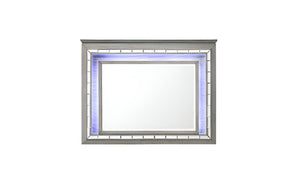 Homeroots 37" Light Gray Oak Lighted Dresser Mirror  Wood,Touch Led Light,Mirror,Composite Wood 485895