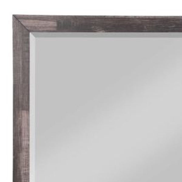Homeroots 36" Dark Cherry Rectangle Dresser Mirror Mounts To Dresser With Frame  Wood,Veneer,Composite Wood 485896