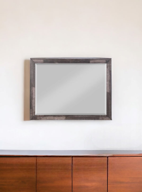 Homeroots 36" Dark Cherry Rectangle Dresser Mirror Mounts To Dresser With Frame  Wood,Veneer,Composite Wood 485896