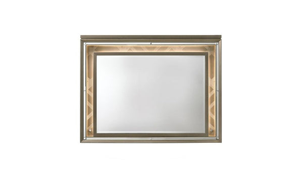 Homeroots 37" Led & Dark Champagne Lighted Dresser Mirror  Led,Wood,Mirror,Acrylic Leg,Composite Wood 485898