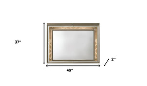 Homeroots 37" Led & Dark Champagne Lighted Dresser Mirror  Led,Wood,Mirror,Acrylic Leg,Composite Wood 485898