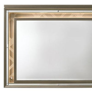 Homeroots 37" Led & Dark Champagne Lighted Dresser Mirror  Led,Wood,Mirror,Acrylic Leg,Composite Wood 485898