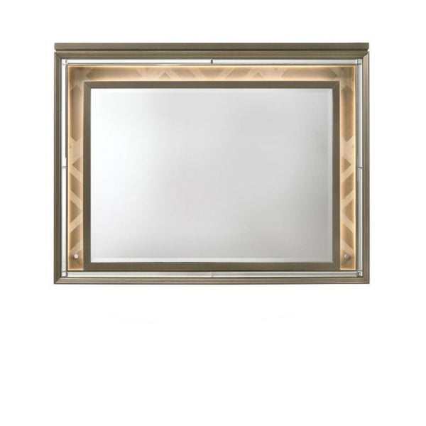 Homeroots 37" Led & Dark Champagne Lighted Dresser Mirror  Led,Wood,Mirror,Acrylic Leg,Composite Wood 485898