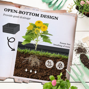 English Elm Outsunny Galvanized Raised Garden Bed With Trellis, Perfect For Climbing Plants & Urban Gardening! W2225P174441-GIGA