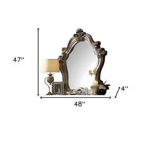 Homeroots 47" Antique Platinum Irregular Dresser Mirror  Wood,Poly Resin,Veneer (Wood) 485900