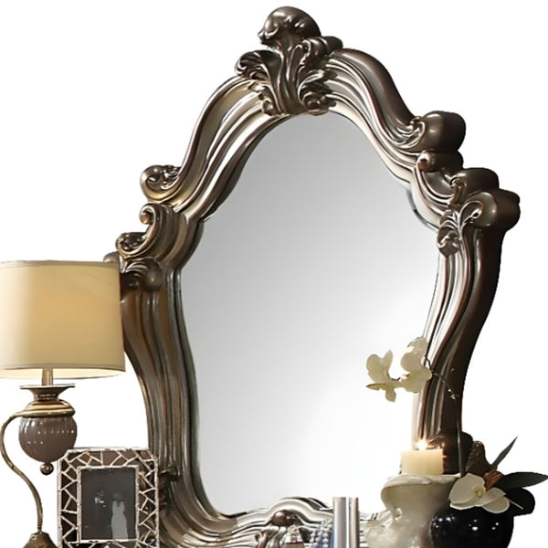 Homeroots 47" Antique Platinum Irregular Dresser Mirror  Wood,Poly Resin,Veneer (Wood) 485900