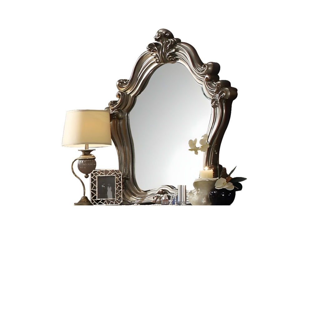 Homeroots 47" Antique Platinum Irregular Dresser Mirror  Wood,Poly Resin,Veneer (Wood) 485900