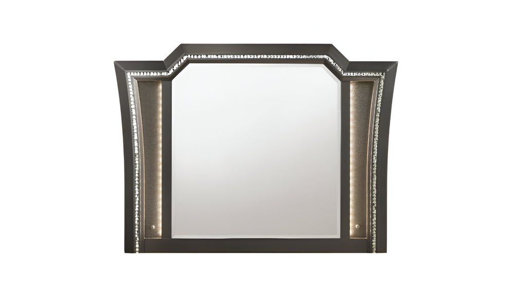 Homeroots 38" Metallic Gray Lighted Dresser Mirror  Wood,Mirror,Led,Composite Wood 485901