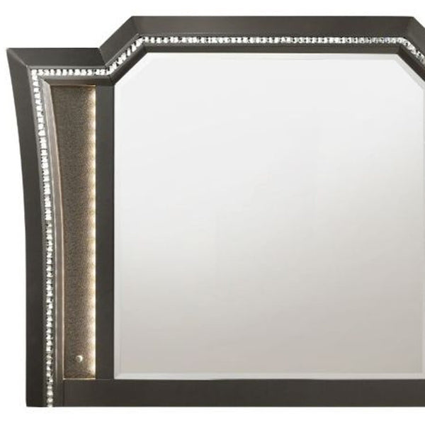 Homeroots 38" Metallic Gray Lighted Dresser Mirror  Wood,Mirror,Led,Composite Wood 485901